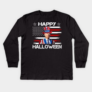 4th Of July Shirts Funny Joe Biden Happy Halloween Confused 4th of July 2023 Kids Long Sleeve T-Shirt